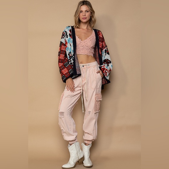 #96 1 LEFT 🌸POL FIRM 🌸New! Pol Chunky Sweater Cardigan with Pockets and Design - Picture 3 of 4